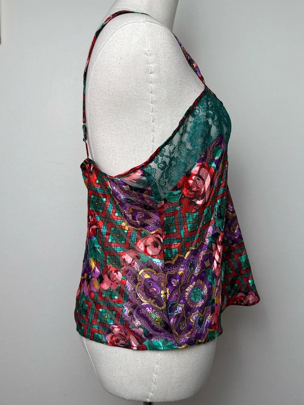 Vintage 90s Victoria's Secret Gold Label Floral Paisley Camisole Large - Picture 2 of 8